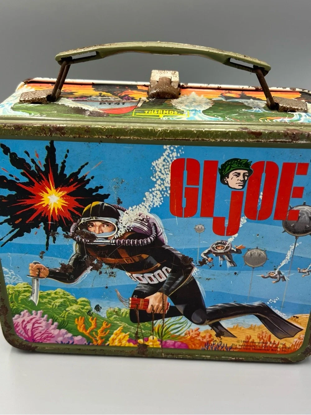 Thermos Vintage GI Joe Green and Blue Metal Lunchbox